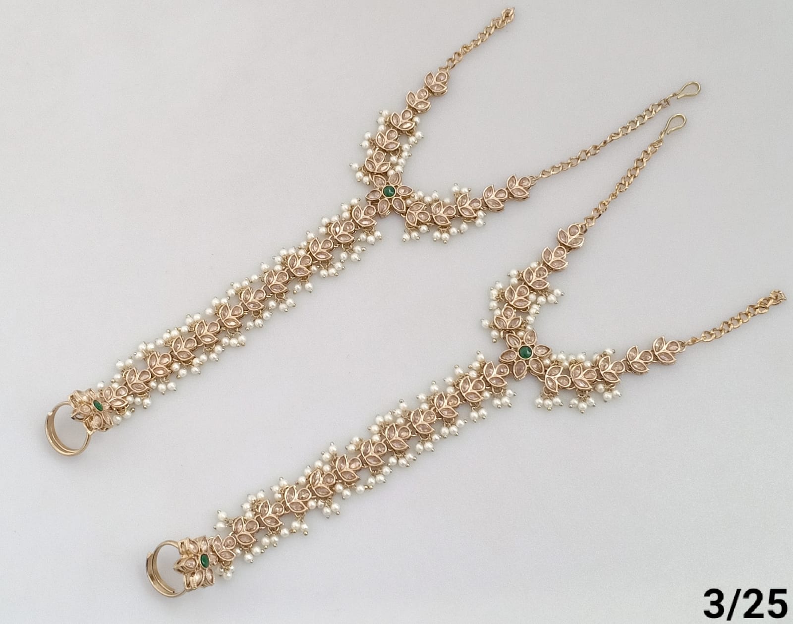 Floral Motif Hand Harness – Traditional Beaded Jewelry Set (Pair)